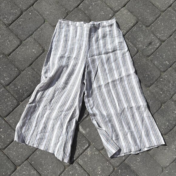 Bryn Walker Linen Wide Leg Ella Pants Women's Small Striped Cropped Summer USA - Picture 2 of 10